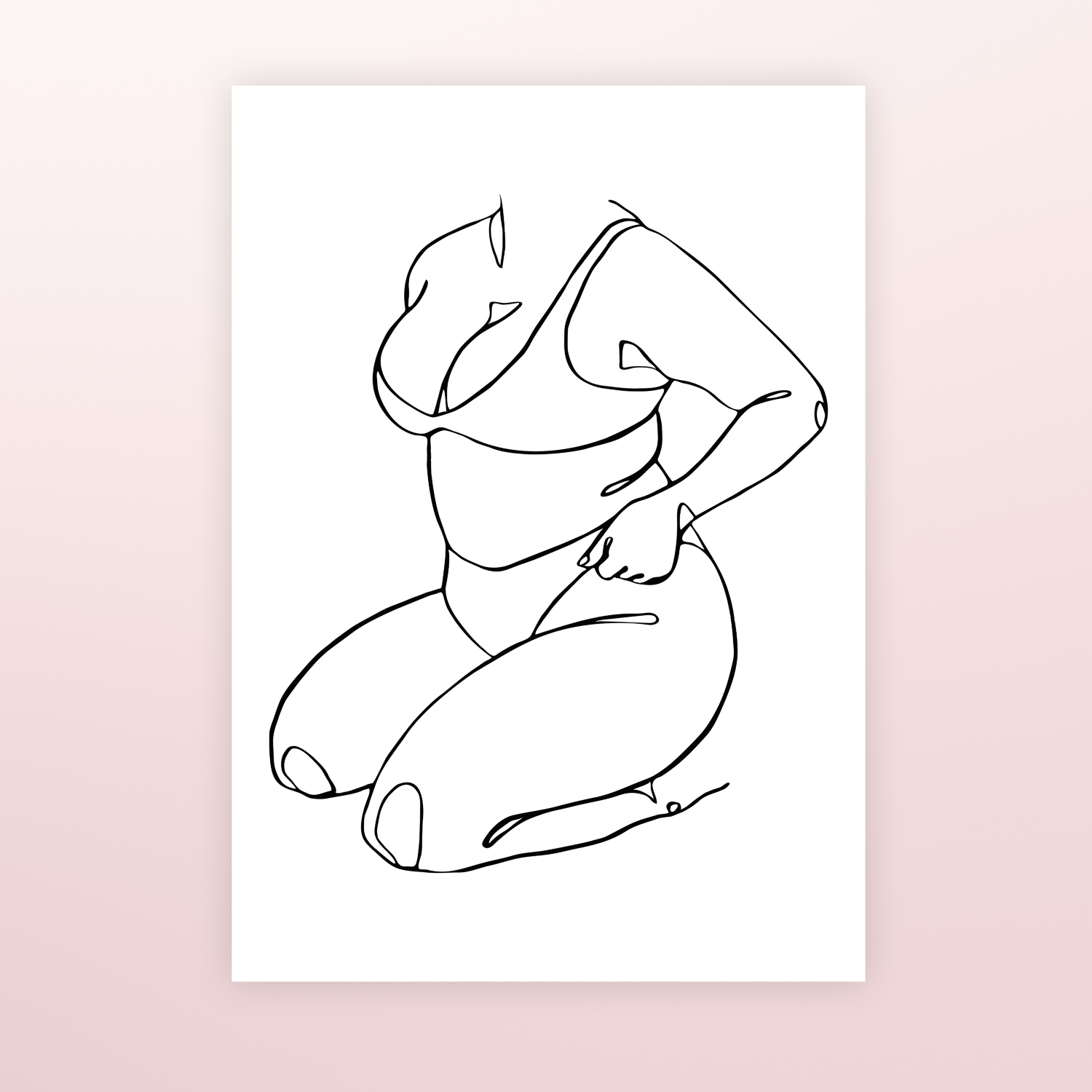 Poster Body Positive Lineart - Zittend Op Knieën