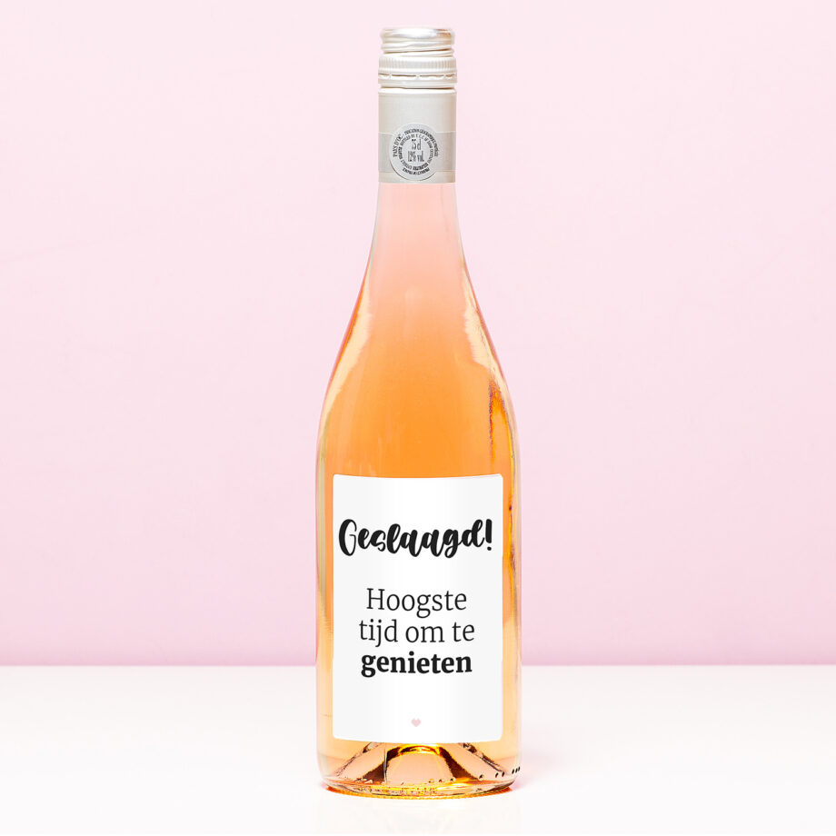 Wijnfles Geslaagd tijd om te genieten - Rosé (Blush Rosé)