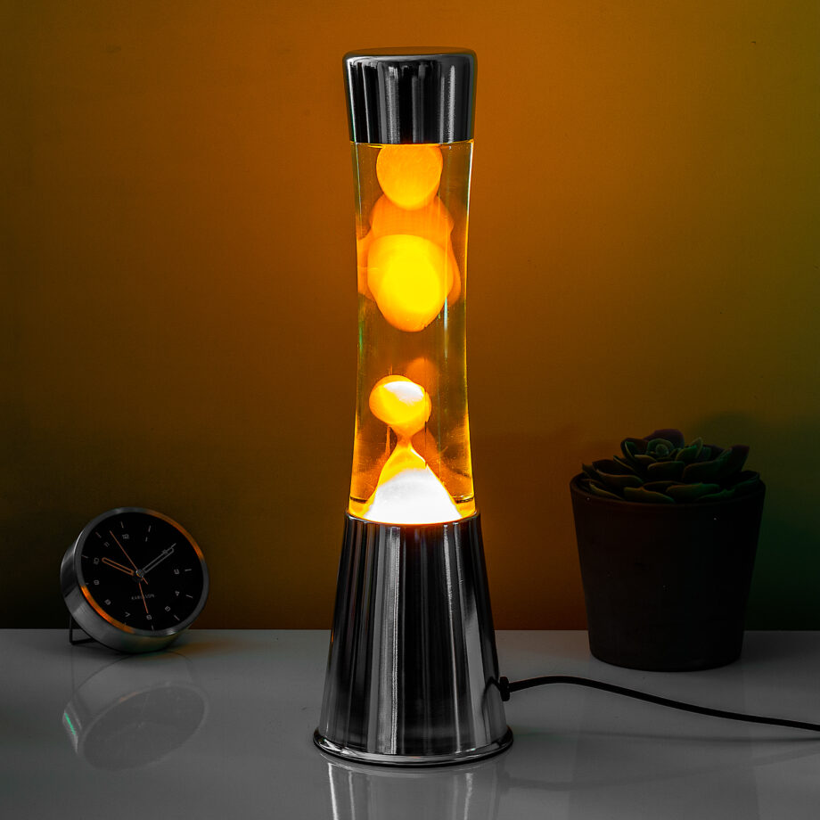 Lavalamp zilver met oranje lava