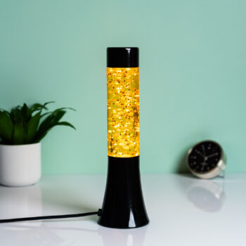 Mini lavalamp met glitters - Zwart/goud