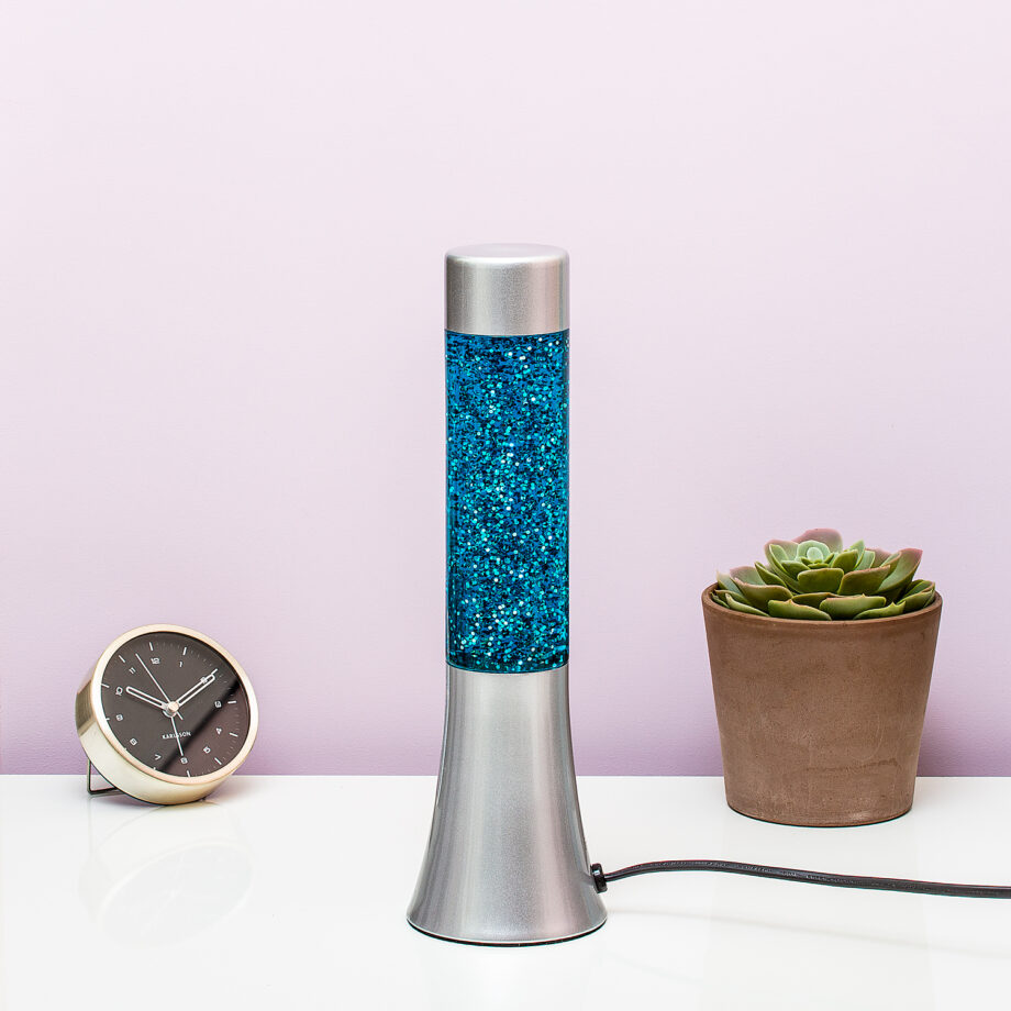 Mini lavalamp met glitters - Zilver/blauw