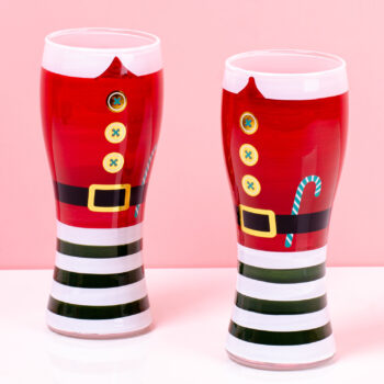 Kerstman bierglas (set van 2)