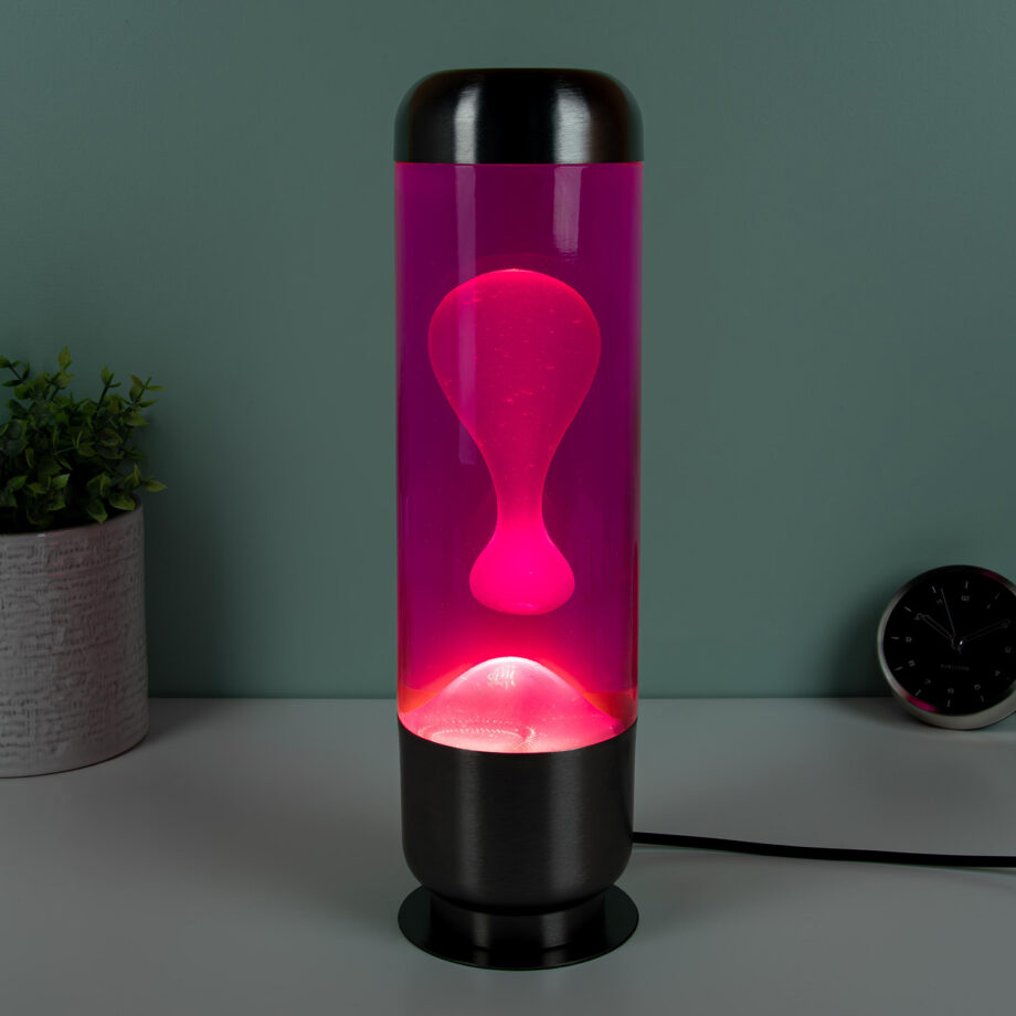 Capsule lavalamp - Roze met witte lava